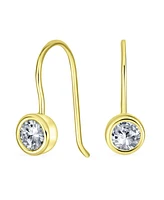 Bling Jewelry Classic .50CT Cz Round Solitaire Bezel Set Cubic Zirconia Drop Earrings Yellow Gold Plated .925 Sterling Silver French Wire Threader Fis