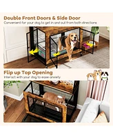Industrial Dog Kennel Dog Crate Furniture with Storage Shelves