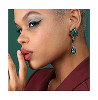 Sohi Women's Green Flora Teardrop Earrings