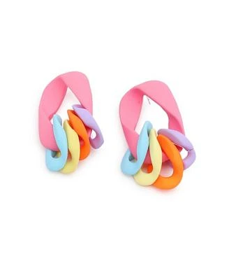 Sohi Womens Colourblock Chainlink Drop Earrings