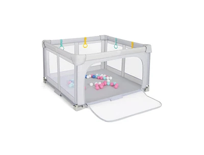 Slickblue Kids Large Playpen Foldable Fence Play Yard with Zipper Gate