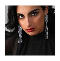 Sohi Women's Silver Twisted Drop Earrings
