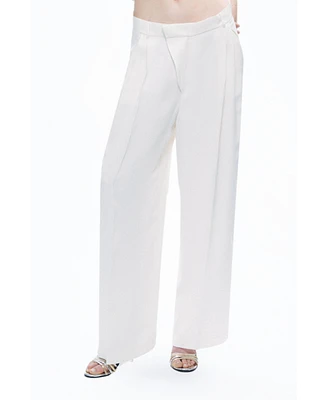 Nocturne Women's Low-Rise Asymmetric Placket Detail Pants
