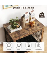 Ecooso Dog Crate Furniture with Cushion and Double Doors for Small/Medium Dogs