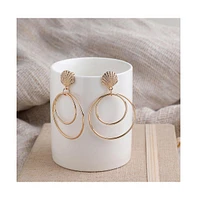 Sohi Women's Gold Circular Drop Earrings