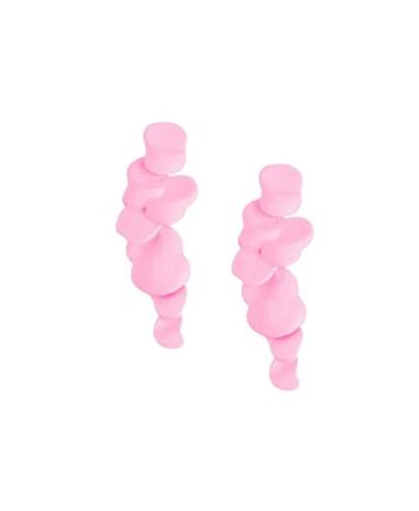 Sohi Womens Pink Abstract Drop Earrings