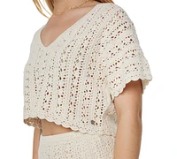 Roxy Juniors' Sea Swirl Crochet Cotton Top