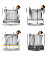 Vuly Trampolines Basketball Set Attachment with Backboard, Netted Hoop, Mini Basketball, and Hand Air Pump Compatible with Trampolines and Swing Sets