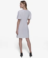 Karl Lagerfeld Paris Women's Bow-Trim A-Line Dress