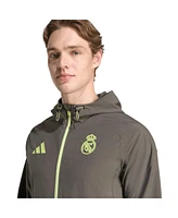 Adidas Men's Olive Real Madrid 2025/26 Tiro Vis Tech Travel Jacket