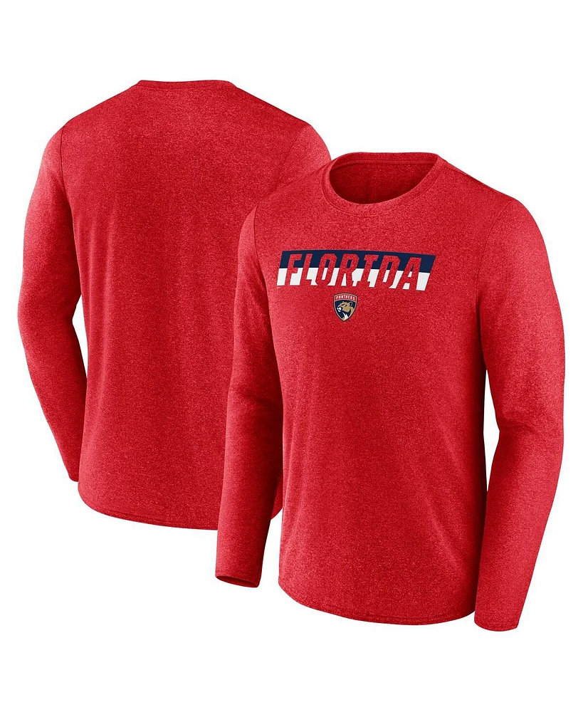 Fanatics Men's Heather Red Florida Panthers Transition Long Sleeve T-Shirt