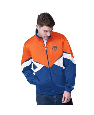 Starter Men's Orange/Blue New York Knicks Rush Applique Full-Zip Track Jacket