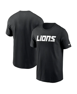 Nike Men's Black Detroit Lions Primetime Wordmark Essential T-Shirt