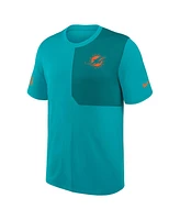 Nike Men's Aqua Miami Dolphins Sideline Uv Performance Coach Shirt