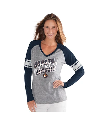 G-iii 4Her by Carl Banks Women's Navy Houston Astros The Franchise Tri-Blend Raglan V-Neck Long Sleeve T-Shirt