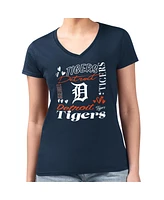 G-iii 4Her by Carl Banks Women's Navy Detroit Tigers Collage Team Graphic V-Neck Fitted T-Shirt