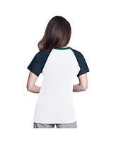 G-iii 4Her by Carl Banks Women's White/Navy Seattle Mariners Ball Park Raglan V-Neck T-Shirt