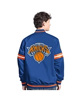Starter Men's Blue/Orange New York Knicks Scout Full Snap Varsity Jacket
