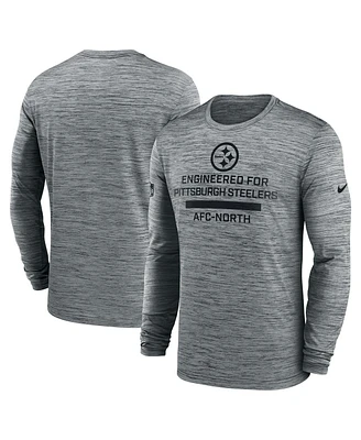 Nike Men's Gray Pittsburgh Steelers Sideline Velocity Performance Long Sleeve T-Shirt