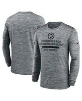 Nike Men's Gray Pittsburgh Steelers Sideline Velocity Performance Long Sleeve T-Shirt