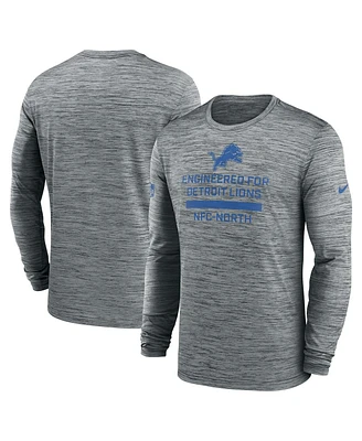 Nike Men's Gray Detroit Lions Sideline Velocity Performance Long Sleeve T-Shirt