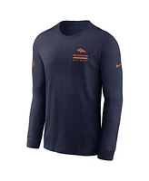 Nike Men's Navy Denver Broncos Sideline Performance Long Sleeve T-Shirt