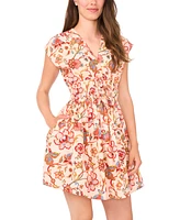 CeCe Women's Cotton Short-Sleeve V-Neck Dress