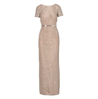 Adrianna Papell Women's Beaded Mesh Column Dress