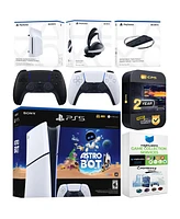 Sony PlayStation 5 Astro Bot Slim Digital Bundle with Disc Drive, Pulse Elite Headset, Extra Controller, Vertical Stand, MightySkins Game Collection S