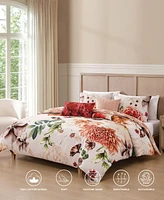 Bebejan Hazy Blossom 100% Cotton Sateen 5 Piece Queen Size Reversible Comforter Set