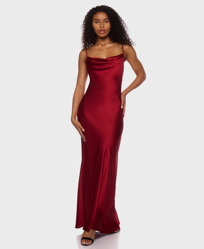 B Darlin Juniors' Sleeveless Satin Maxi Dress
