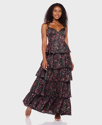 B Darlin Juniors' Sleeveless Satin Maxi Dress