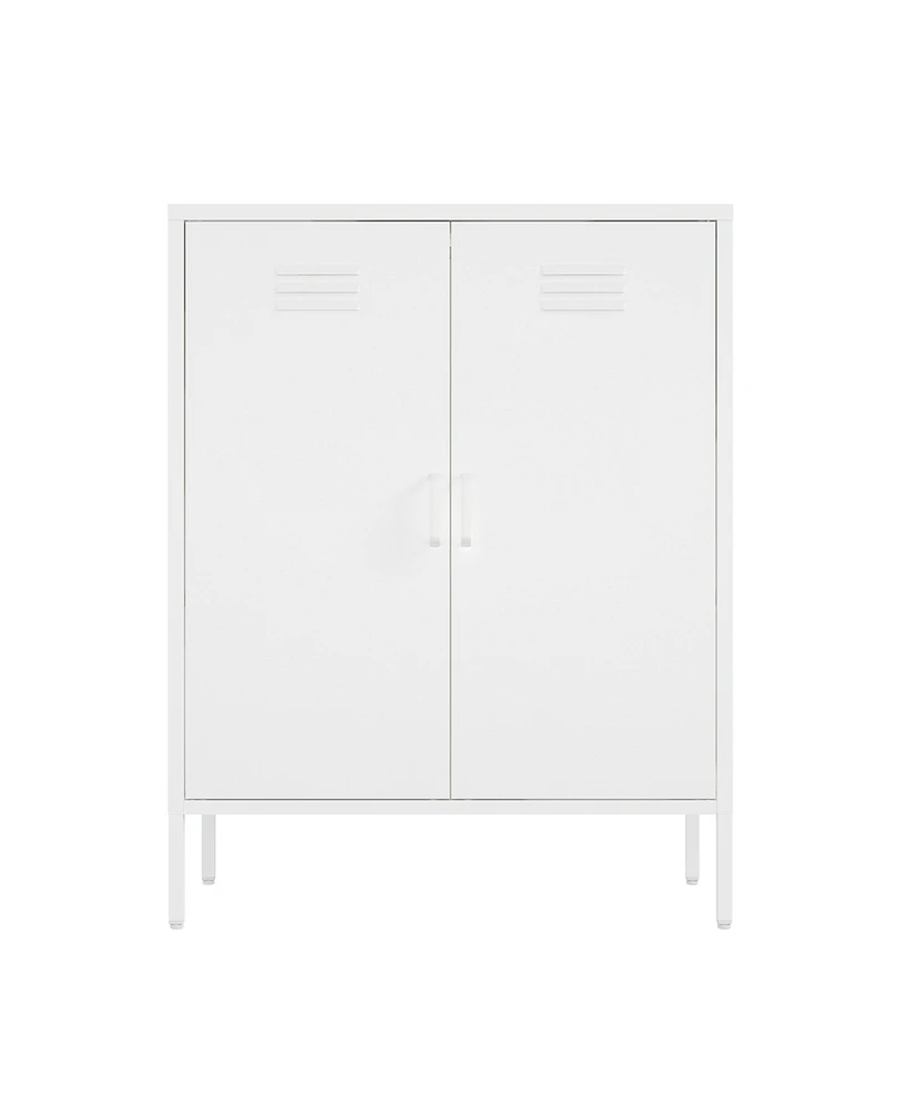 Manhattan Comfort 31.5" Steel Naomi Modern 3-Shelf Accent Cabinet