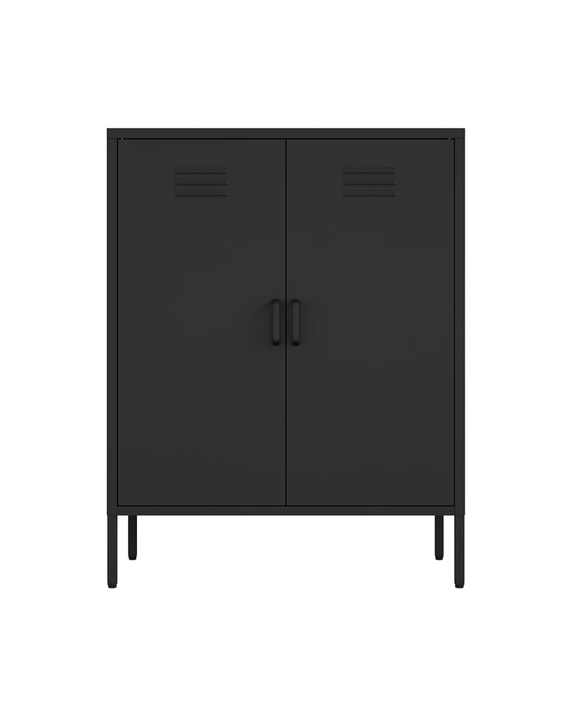 Manhattan Comfort 31.5" Steel Naomi Modern 3-Shelf Accent Cabinet
