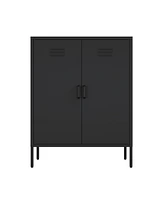 Manhattan Comfort 31.5" Steel Naomi Modern 3-Shelf Accent Cabinet