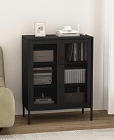 Manhattan Comfort 31.5" Steel Amelia Modern 3-Shelf Accent Cabinet