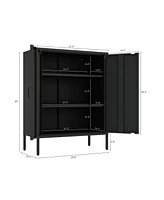 Manhattan Comfort 31.5" Steel Naomi Modern 3-Shelf Accent Cabinet
