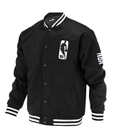 Fisll Men's and Women's Black Nba Logoman Shadow Collection Full-Snap Varsity Jacket