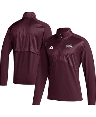 Adidas Men's Maroon Mississippi State Bulldogs Sideline Aeroready Raglan Sleeve Quarter-Zip Jacket