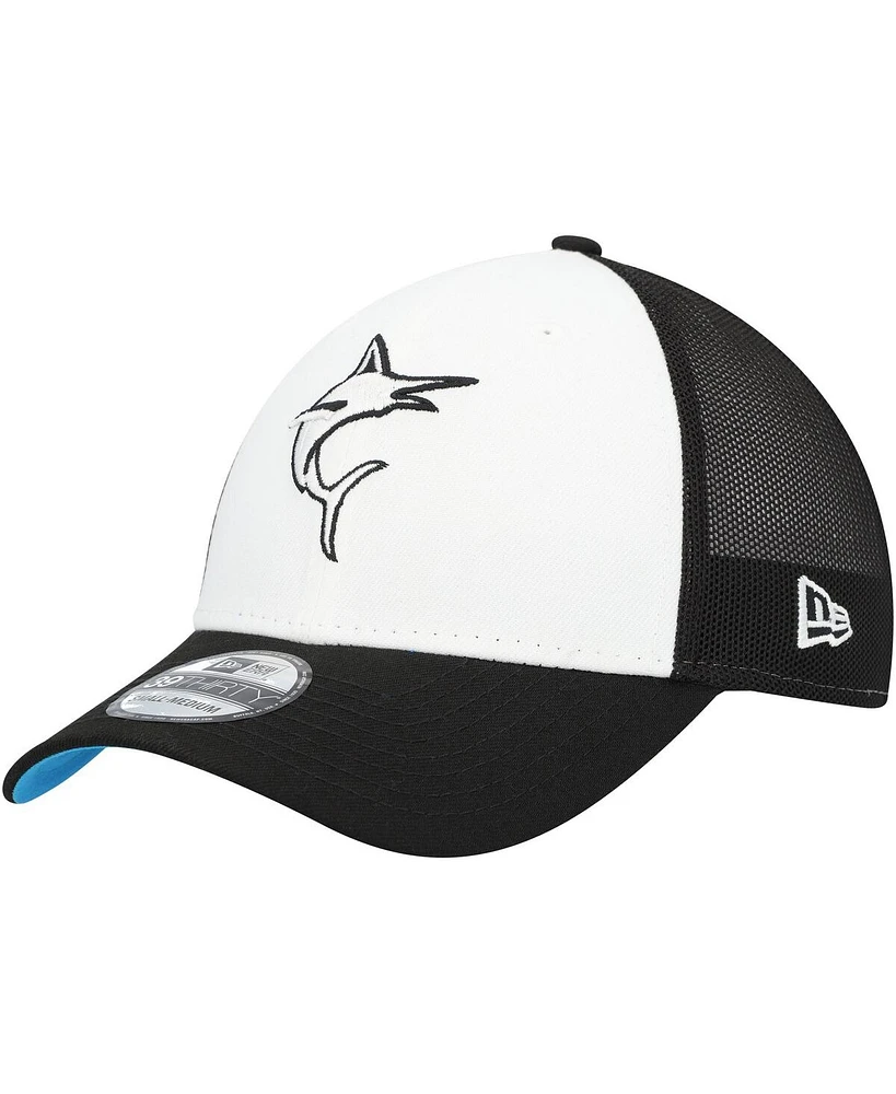 New Era Men's Black/White Miami Marlins 2023 On-Field Batting Practice 39THIRTY Flex Hat