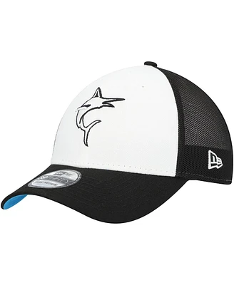 New Era Men's Black/White Miami Marlins 2023 On-Field Batting Practice 39THIRTY Flex Hat