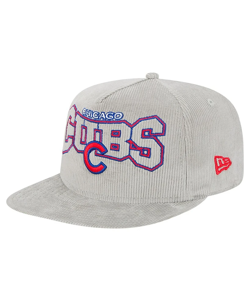 New Era Men's Gray Chicago Cubs Corduroy Golfer Snapback Hat