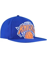 New Era Men's Blue New York Knicks Oversized Puff Print Logo Golfer Snapback Hat