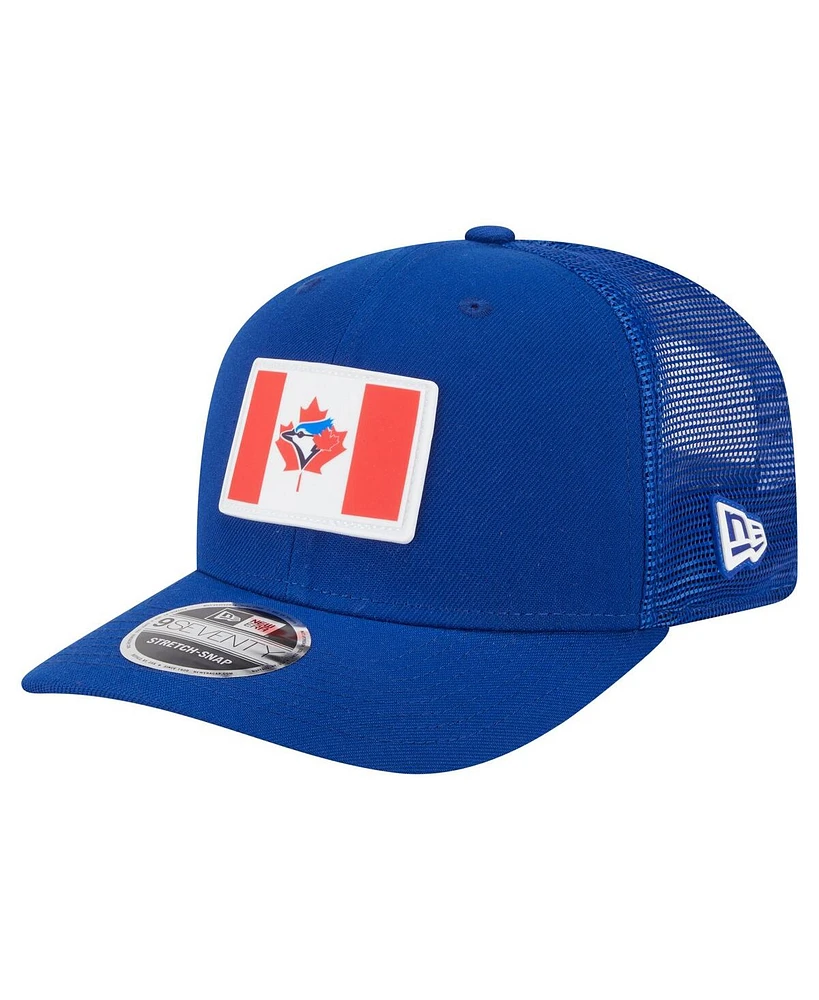 New Era Men's Royal Toronto Blue Jays Flag 9SEVENTY Coolera Stretch-Snap Hat