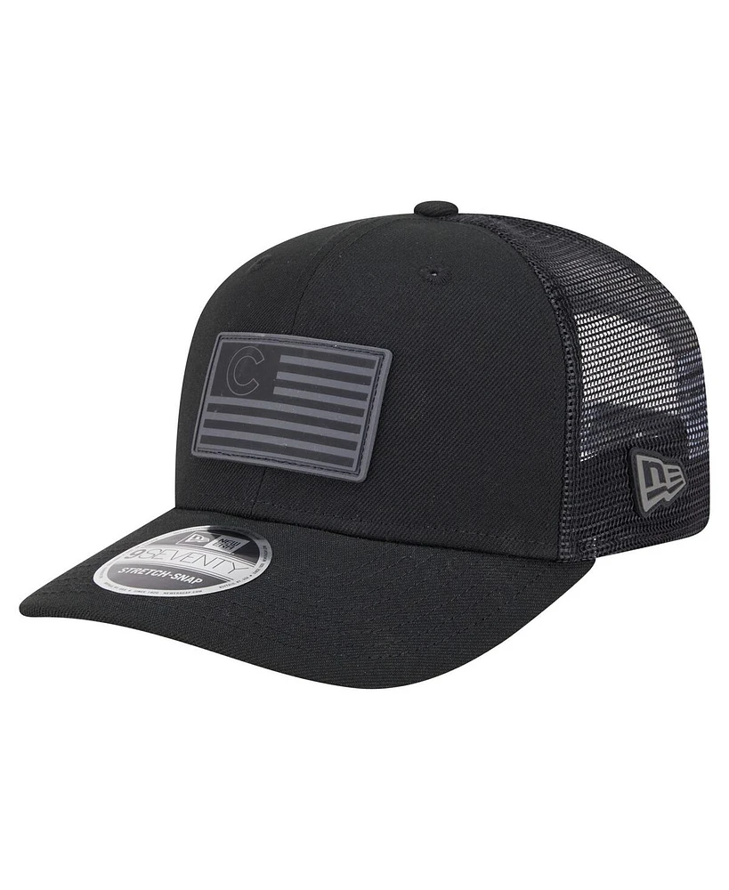 New Era Men's Black Chicago Cubs Tonal Flag 9SEVENTY Stretch-Snap Hat