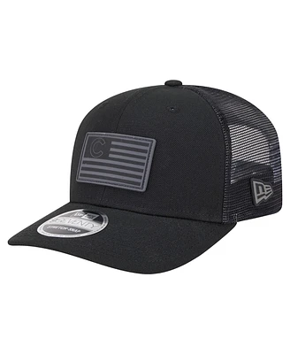 New Era Men's Black Chicago Cubs Tonal Flag 9SEVENTY Stretch-Snap Hat