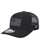 New Era Men's Black Chicago Cubs Tonal Flag 9SEVENTY Stretch-Snap Hat