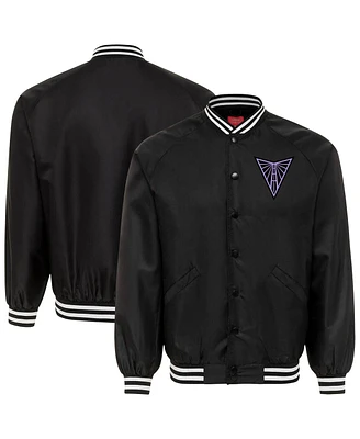 Sportiqe Men's and Women's Eclipse Black Golden State Valkyries Rock Roll Collection Ringo Satin Raglan Full-Snap Bomber Jacket