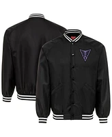 Sportiqe Men's and Women's Eclipse Black Golden State Valkyries Rock Roll Collection Ringo Satin Raglan Full-Snap Bomber Jacket