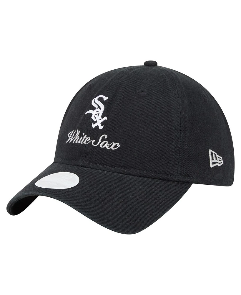 New Era Women's Black Chicago White Sox Preppy Team 9TWENTY Adjustable Hat